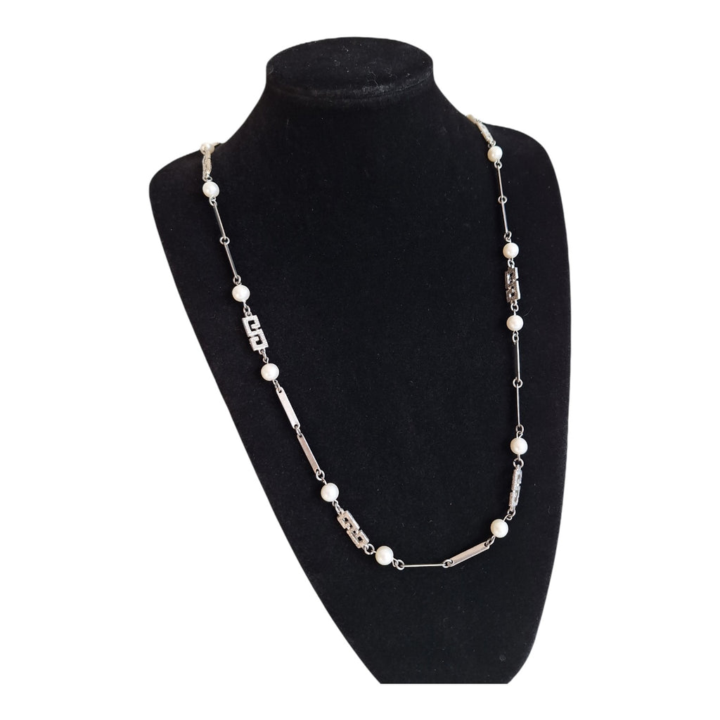 Silver-colored long necklace