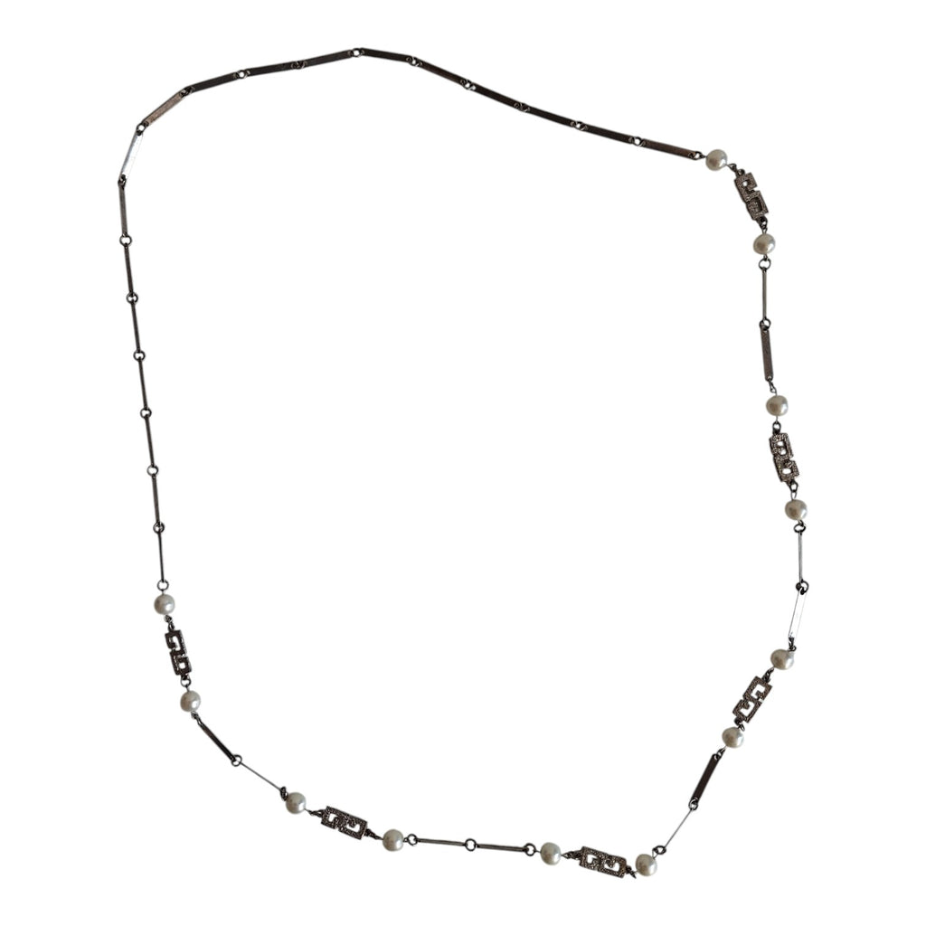 Silver-colored long necklace