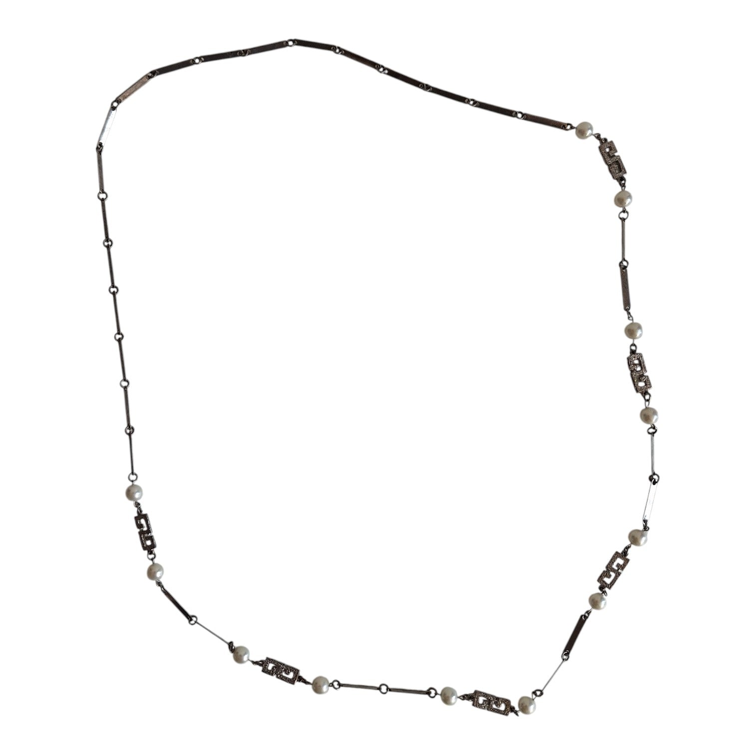 Silver-colored long necklace