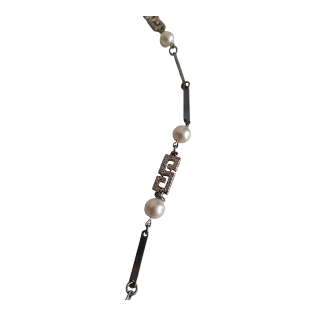 Silver-colored long necklace