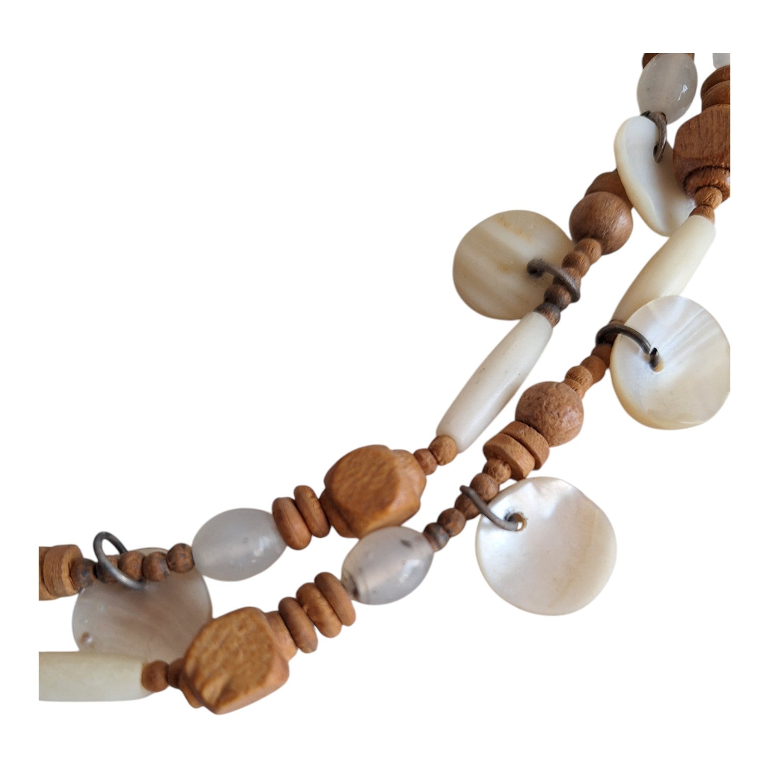 Necklace with wooden beads and discs
