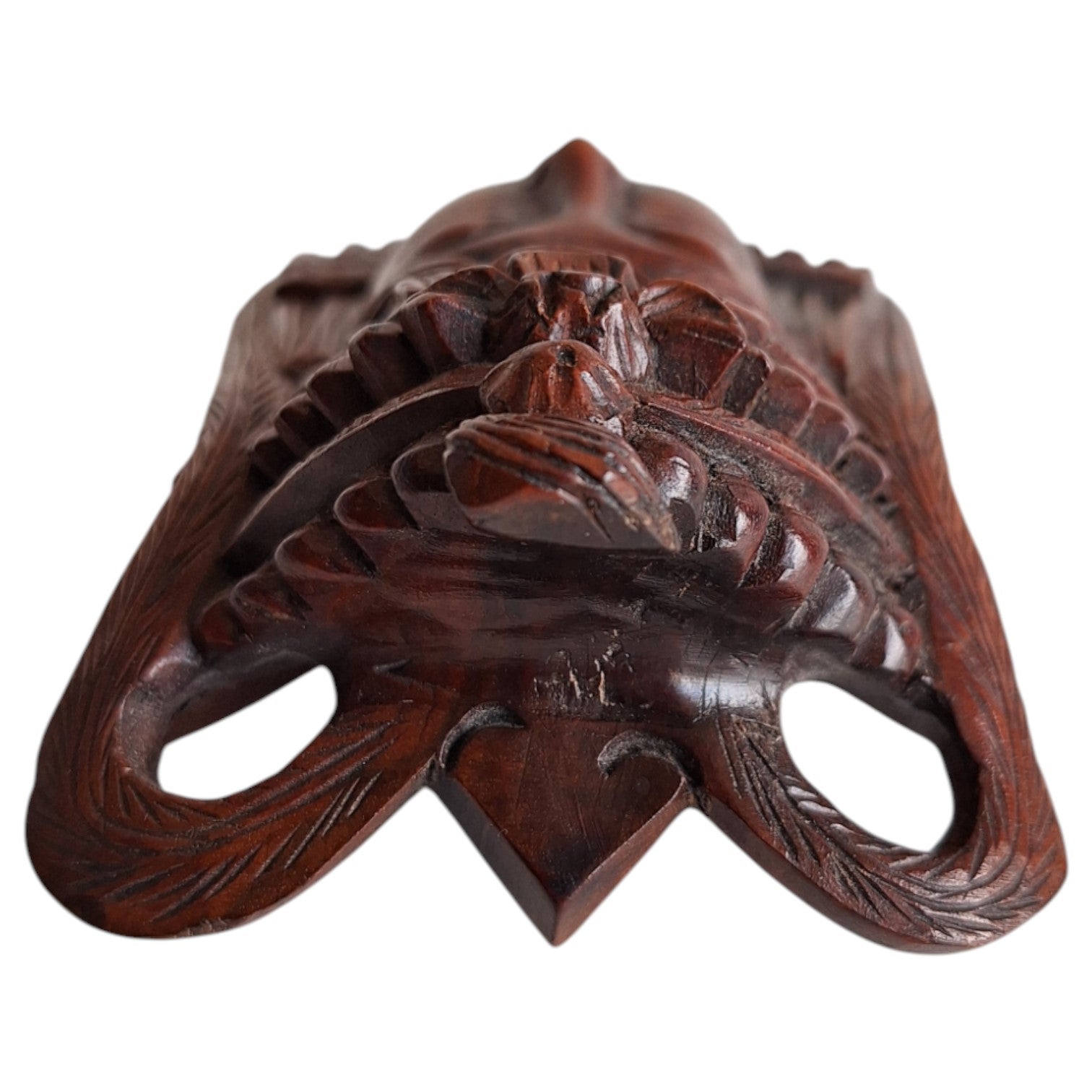Handgeschnitzte Holzmaske Frau mit Glasaugen – Nepal, 1950er–1960er Jahre