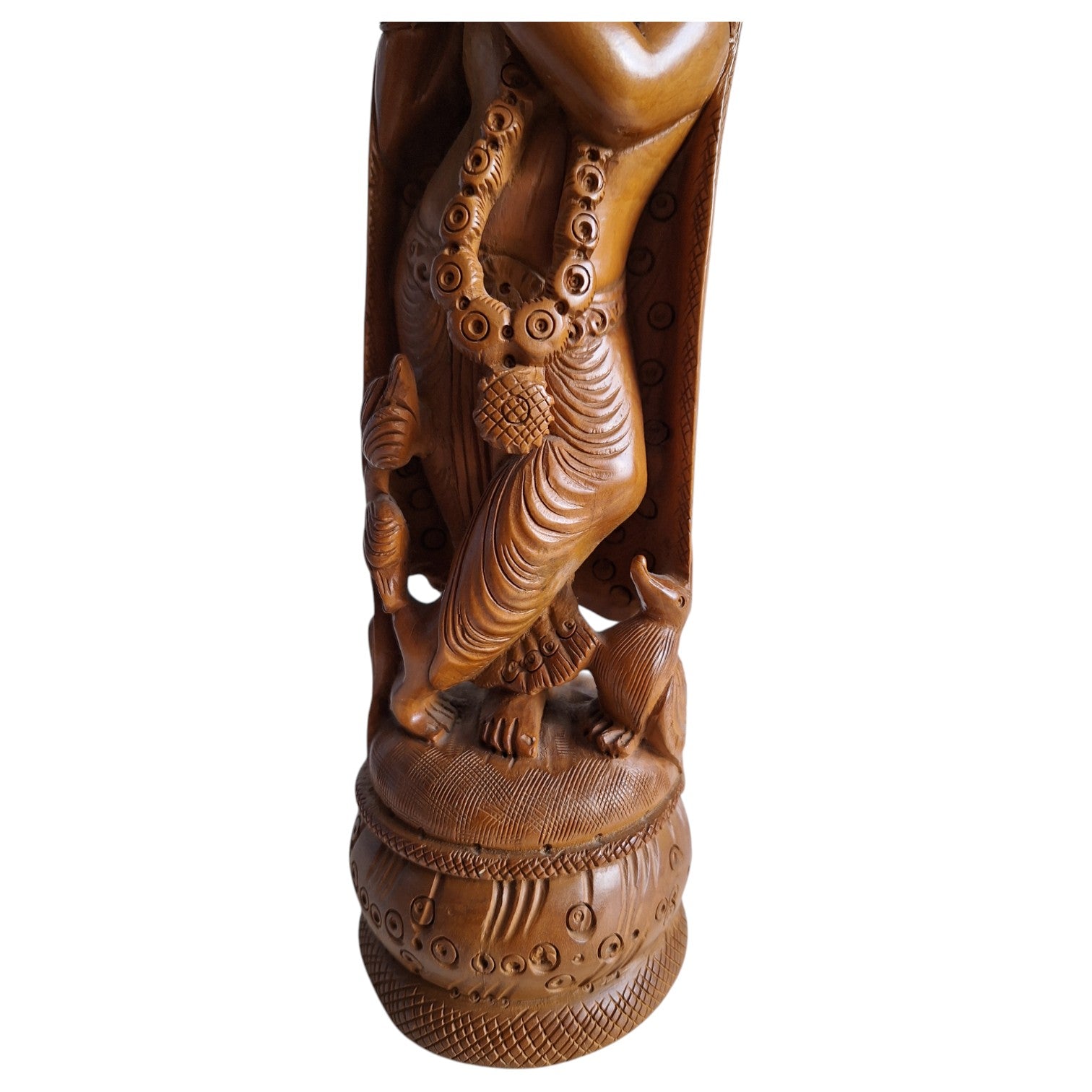 Handgeschnitzte Sandelholz-Krishna-Statue – Indien, erste Hälfte 20. Jahrhundert