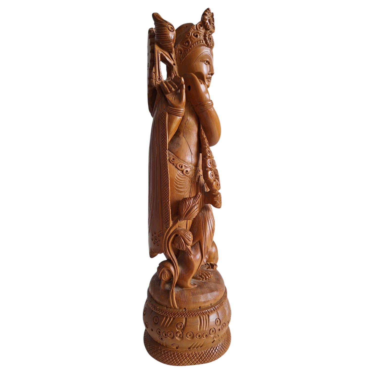 Handgeschnitzte Sandelholz-Krishna-Statue – Indien, erste Hälfte 20. Jahrhundert