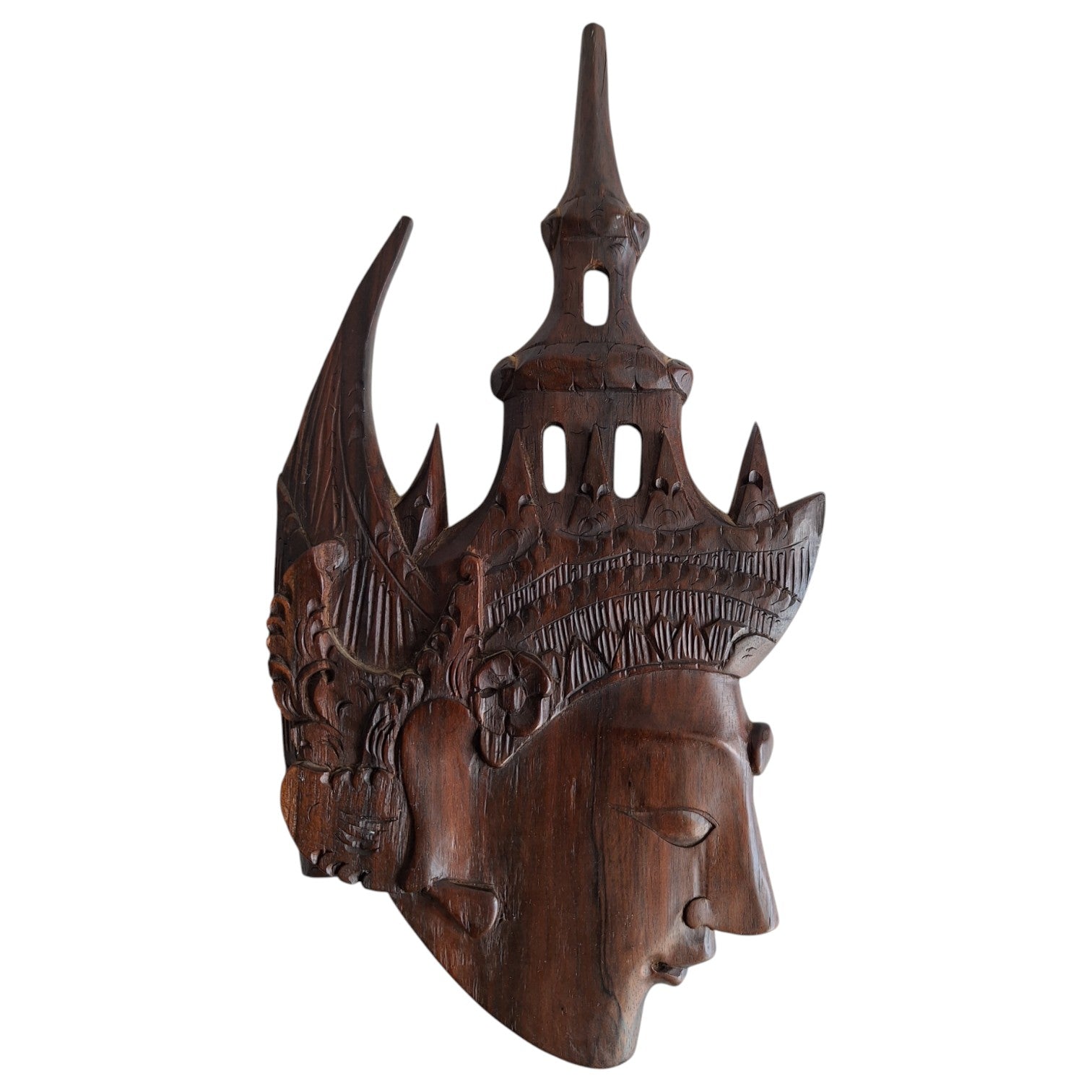 Javanisches Holzrelief Gottheit – Rama oder Sita, Java, Indonesien