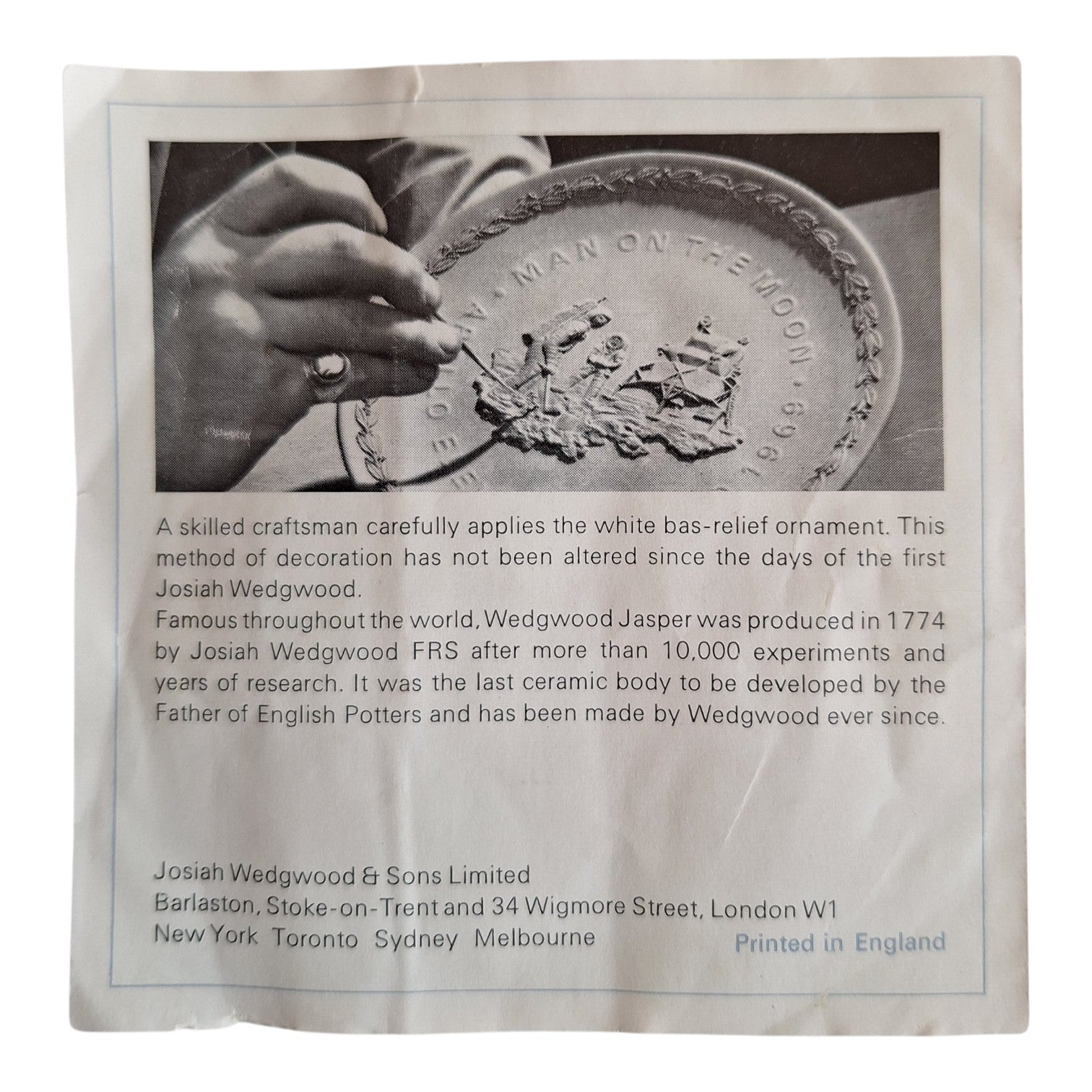 Wedgwood Blue Jasperware Commemorative Plate Apollo 11 – Man on the Moon 1969