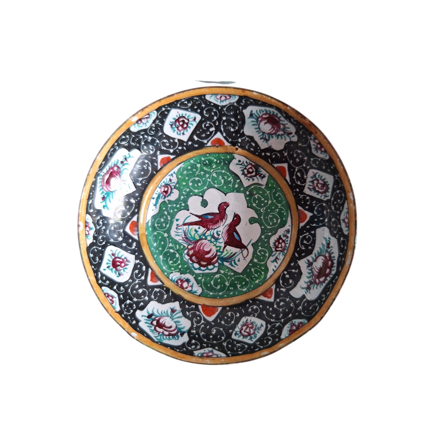 Satz von 7 handbemalten Schalen aus Emaille auf Kupfer – China, ca. 1920–1940
