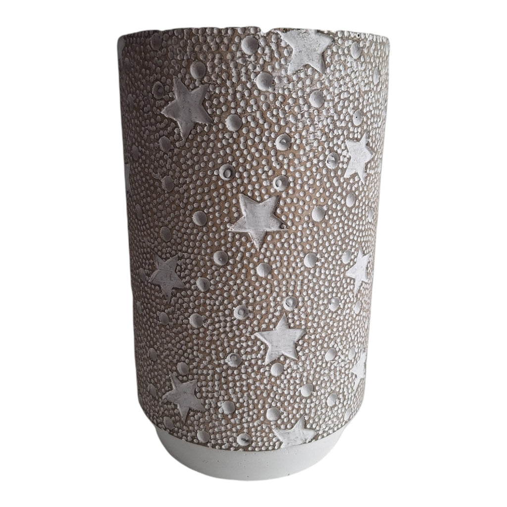 Keramik-Sternenvase | Dekorativ mit Sternenmuster | Für Trockenblumen | 21,5 cm