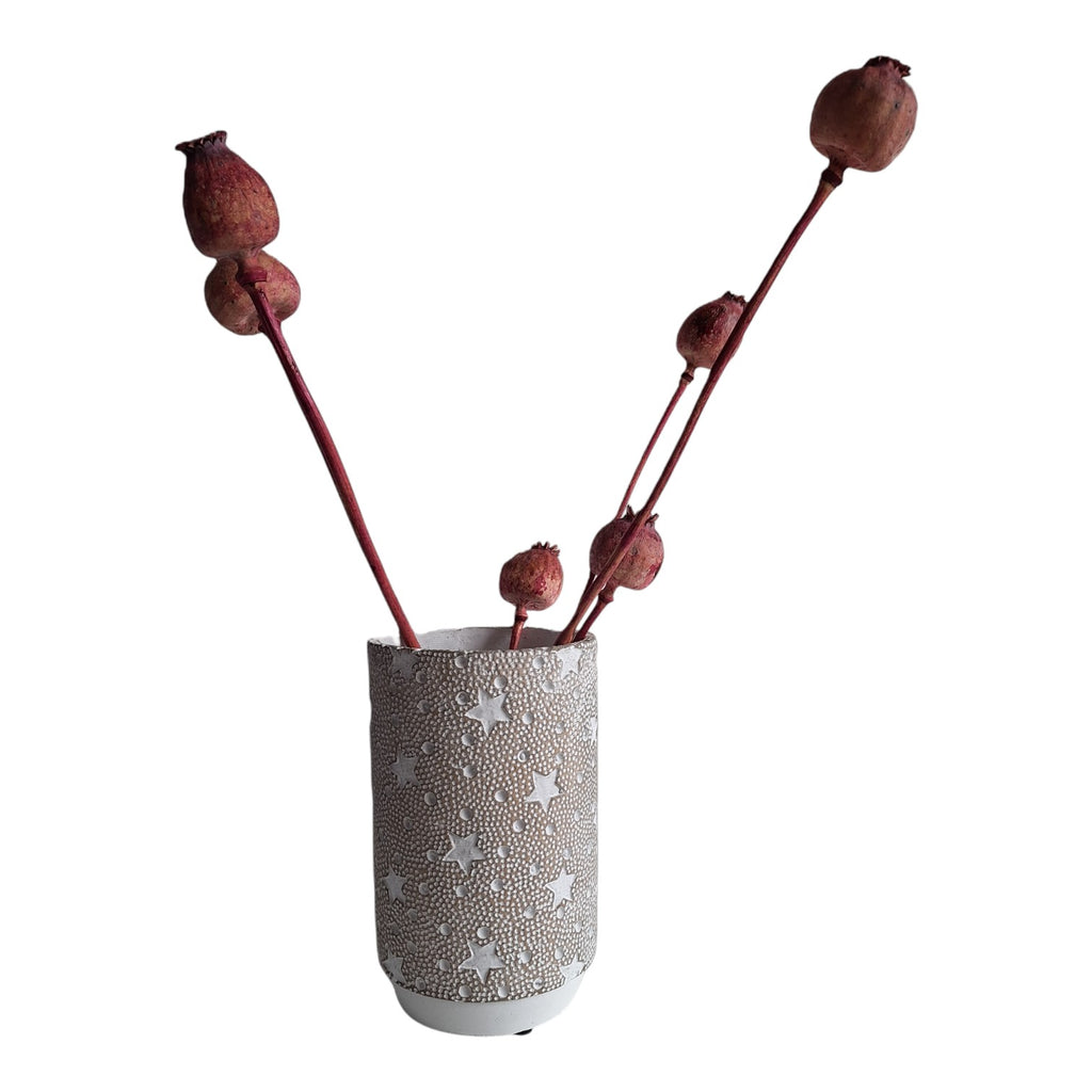 Keramik-Sternenvase | Dekorativ mit Sternenmuster | Für Trockenblumen | 21,5 cm