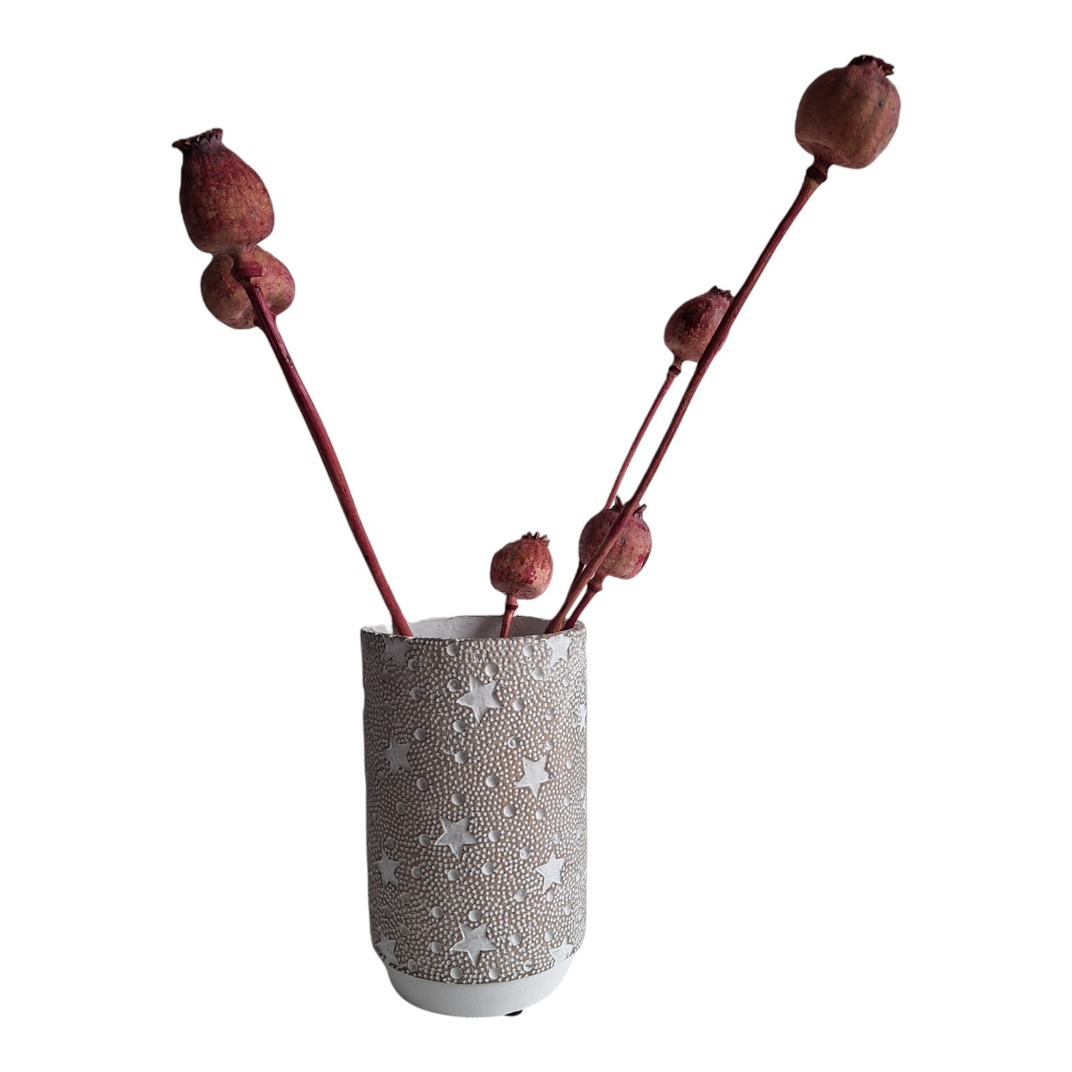 Keramik-Sternenvase | Dekorativ mit Sternenmuster | Für Trockenblumen | 21,5 cm
