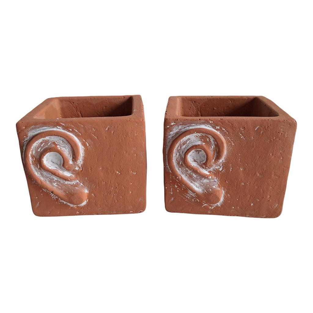 Terracotta Dishes with Handle | Set of 2 | Rustic Decoration or Cactus Pot