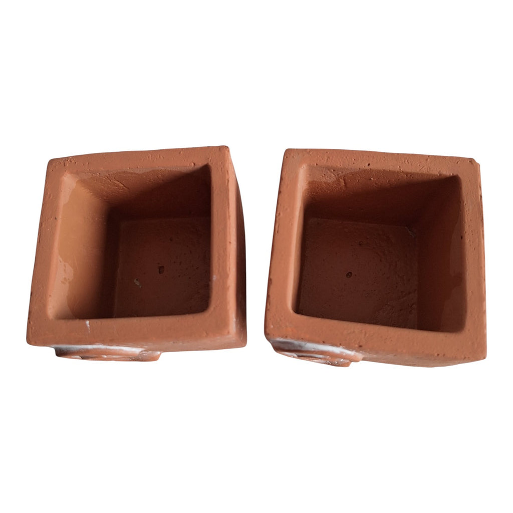 Terracotta Dishes with Handle | Set of 2 | Rustic Decoration or Cactus Pot