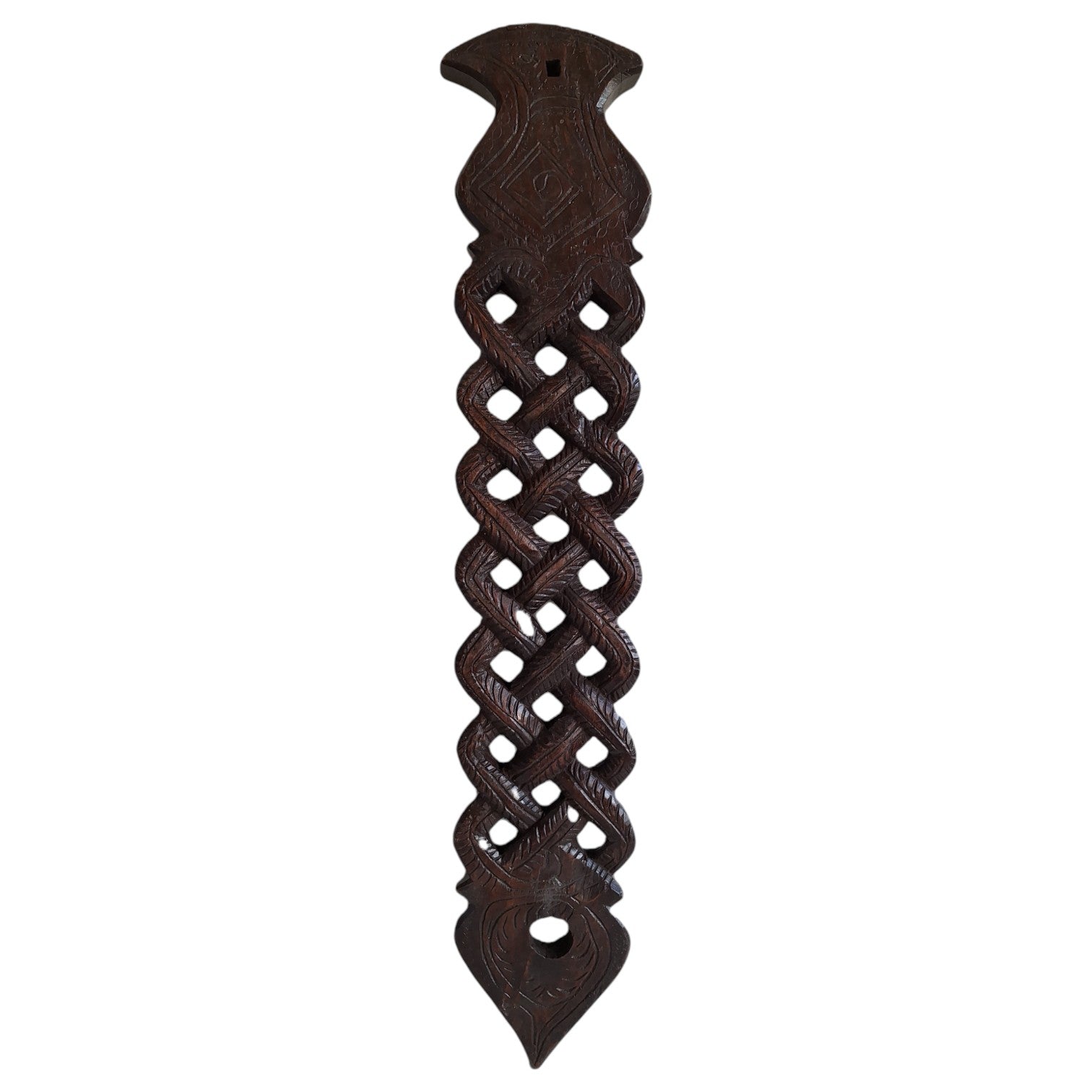 Handgeschnitzter Holzlöffelhalter – Wanddekoration, Indien, ca. 1900–1940