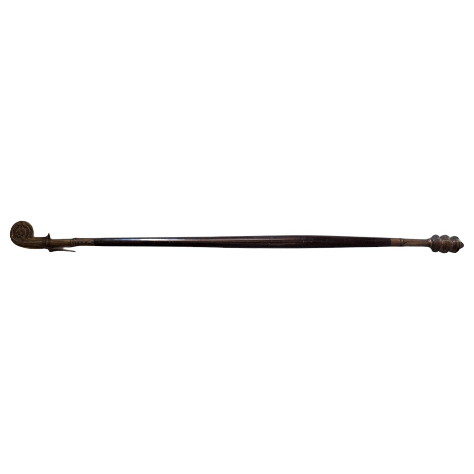 Vellikol-Waage aus Teakholz mit Bronzebeschlägen – Indien, ca. 1900–1920