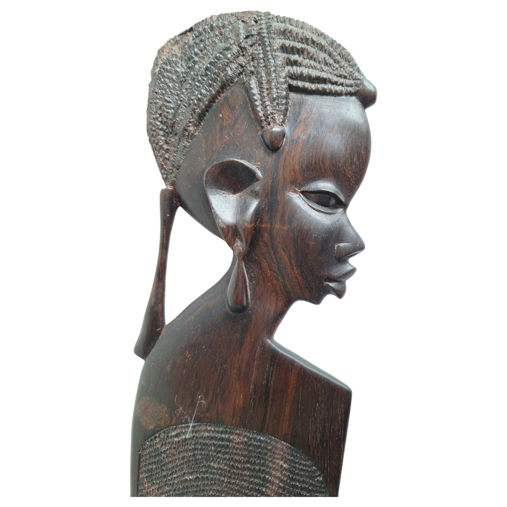 Large wooden African comb with figure – handmade decorative object