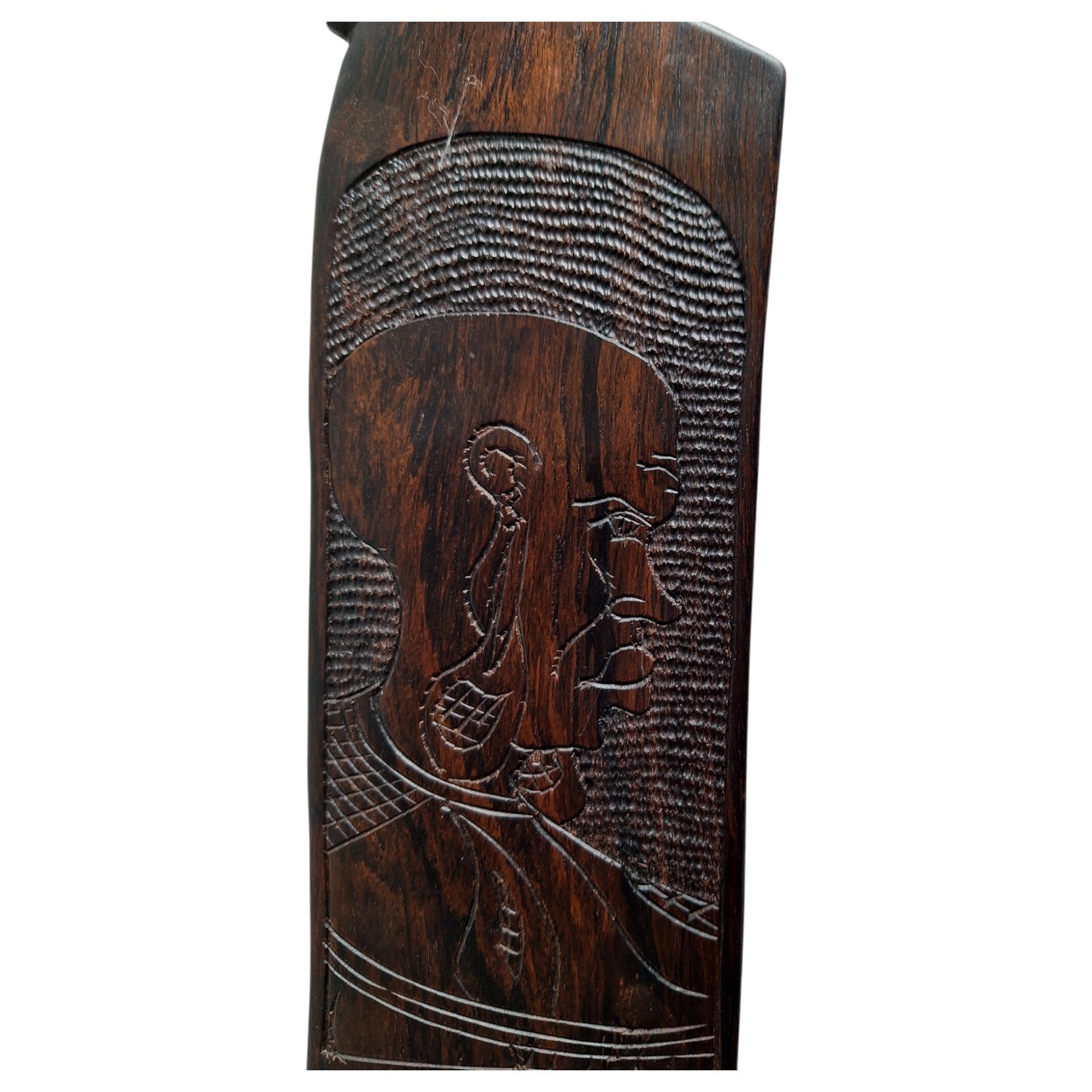 Large wooden African comb with figure – handmade decorative object