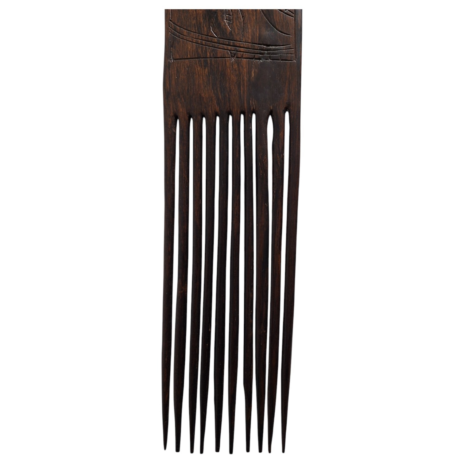 Large wooden African comb with figure – handmade decorative object