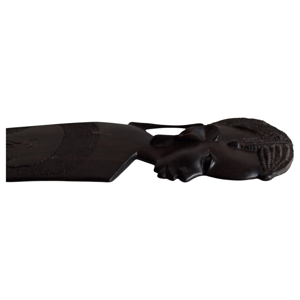 Large wooden African comb with figure – handmade decorative object