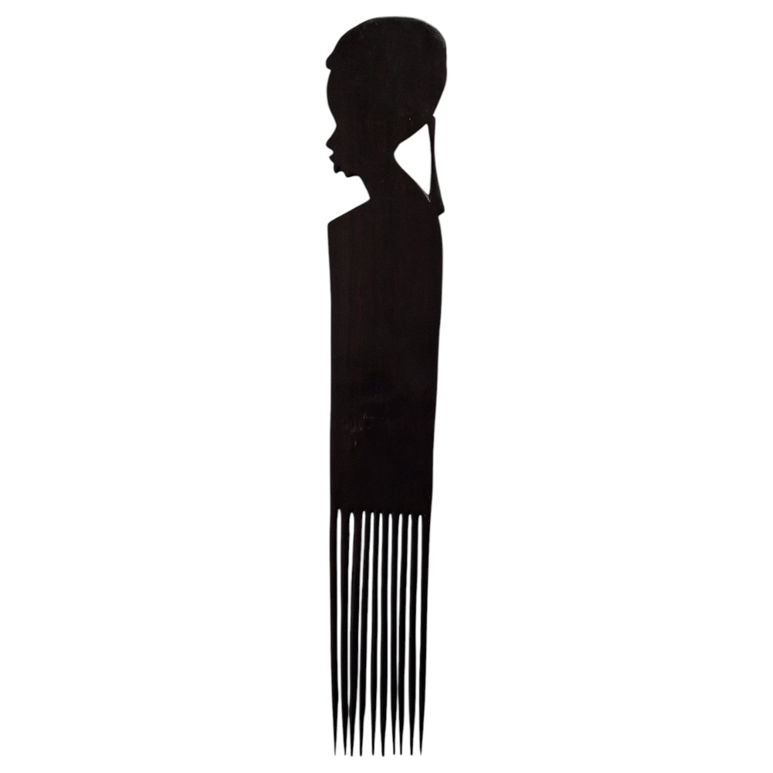 Large wooden African comb with figure – handmade decorative object