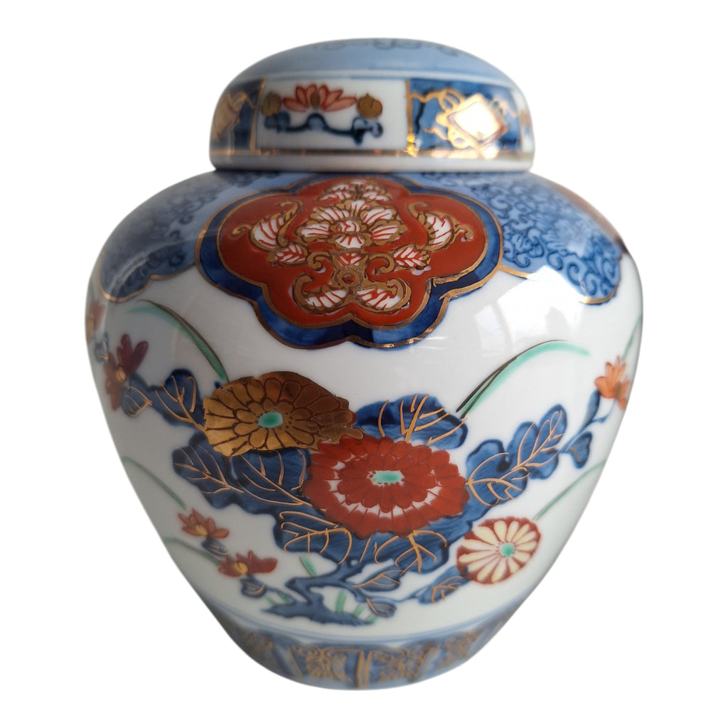 Set aus zwei Gold Imari Ingwertöpfen – Japanisches Porzellan, 15 cm