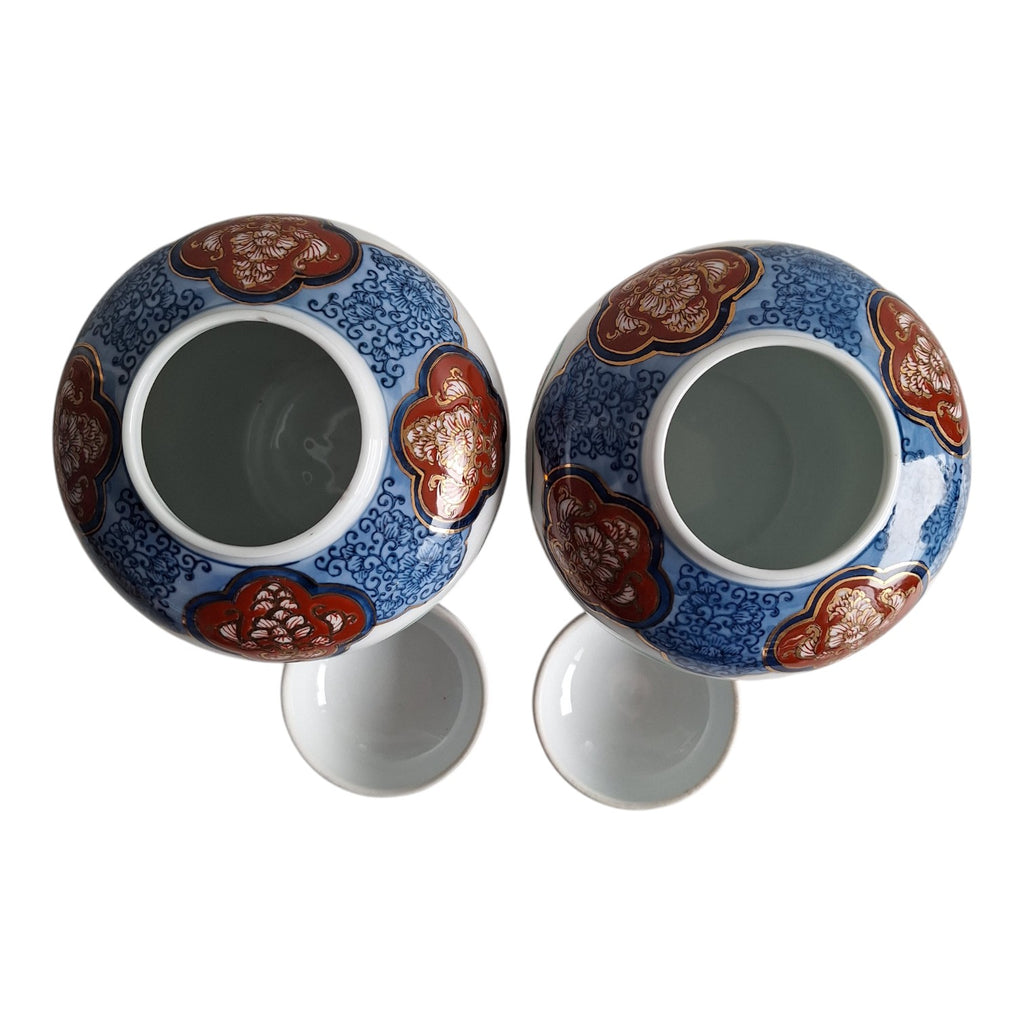 Set aus zwei Gold Imari Ingwertöpfen – Japanisches Porzellan, 15 cm