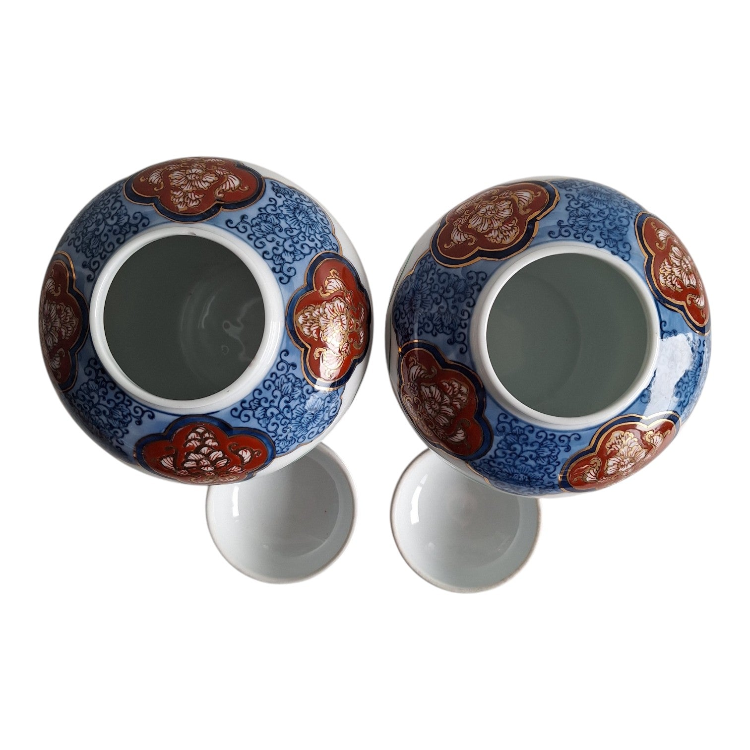 Set aus zwei Gold Imari Ingwertöpfen – Japanisches Porzellan, 15 cm