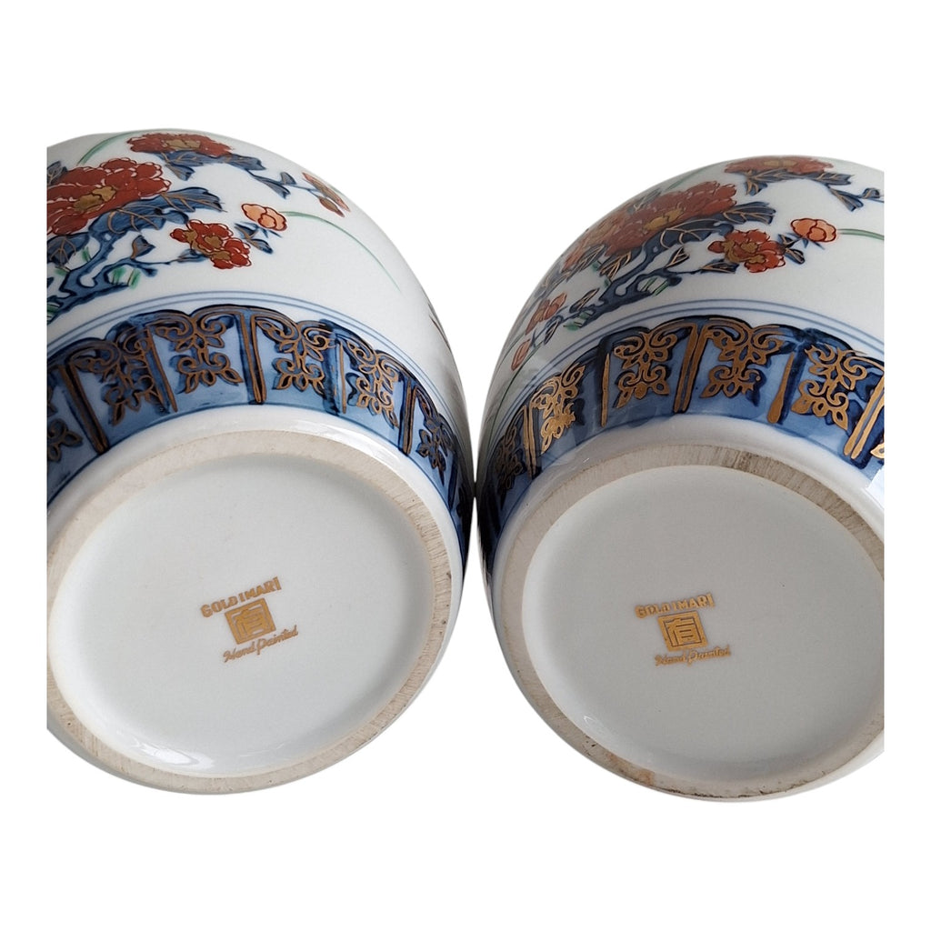 Set aus zwei Gold Imari Ingwertöpfen – Japanisches Porzellan, 15 cm