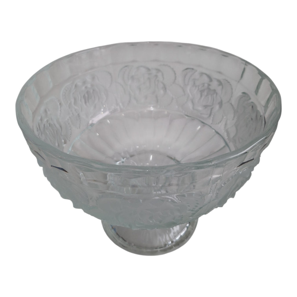 Stehende Glasschale | Geschliffene Blüten im Relief | Ø 24,5 cm