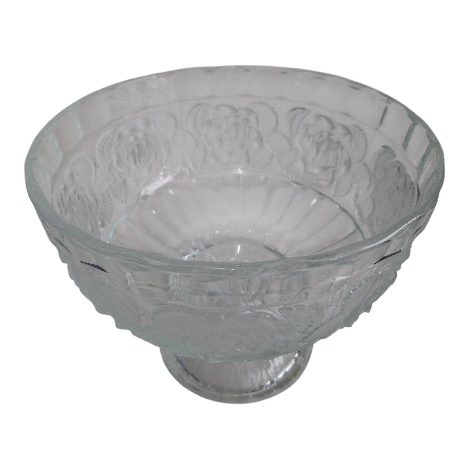 Stehende Glasschale | Geschliffene Blüten im Relief | Ø 24,5 cm