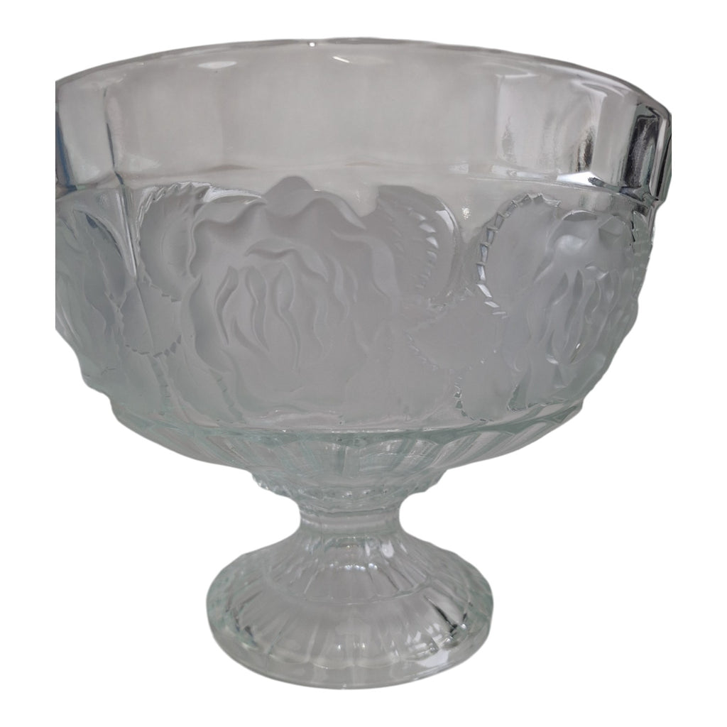 Stehende Glasschale | Geschliffene Blüten im Relief | Ø 24,5 cm
