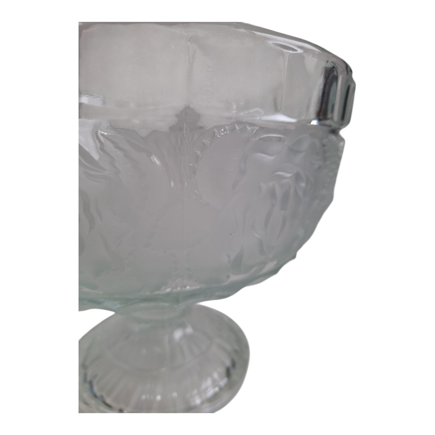 Stehende Glasschale | Geschliffene Blüten im Relief | Ø 24,5 cm