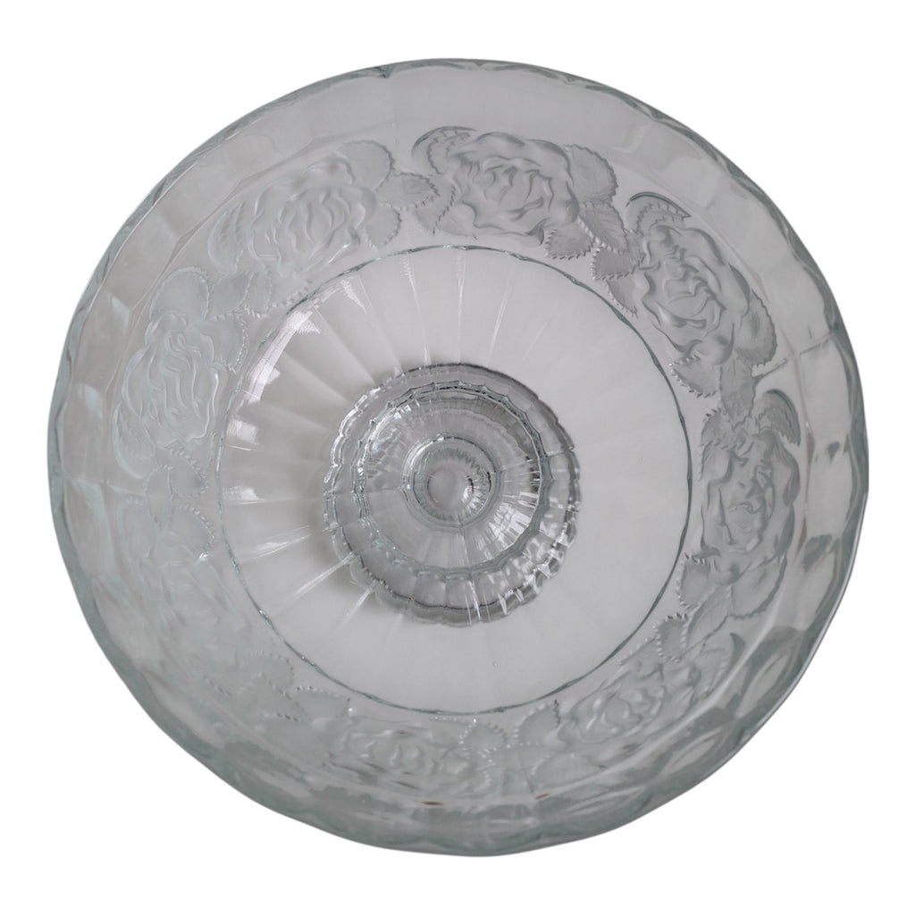 Stehende Glasschale | Geschliffene Blüten im Relief | Ø 24,5 cm
