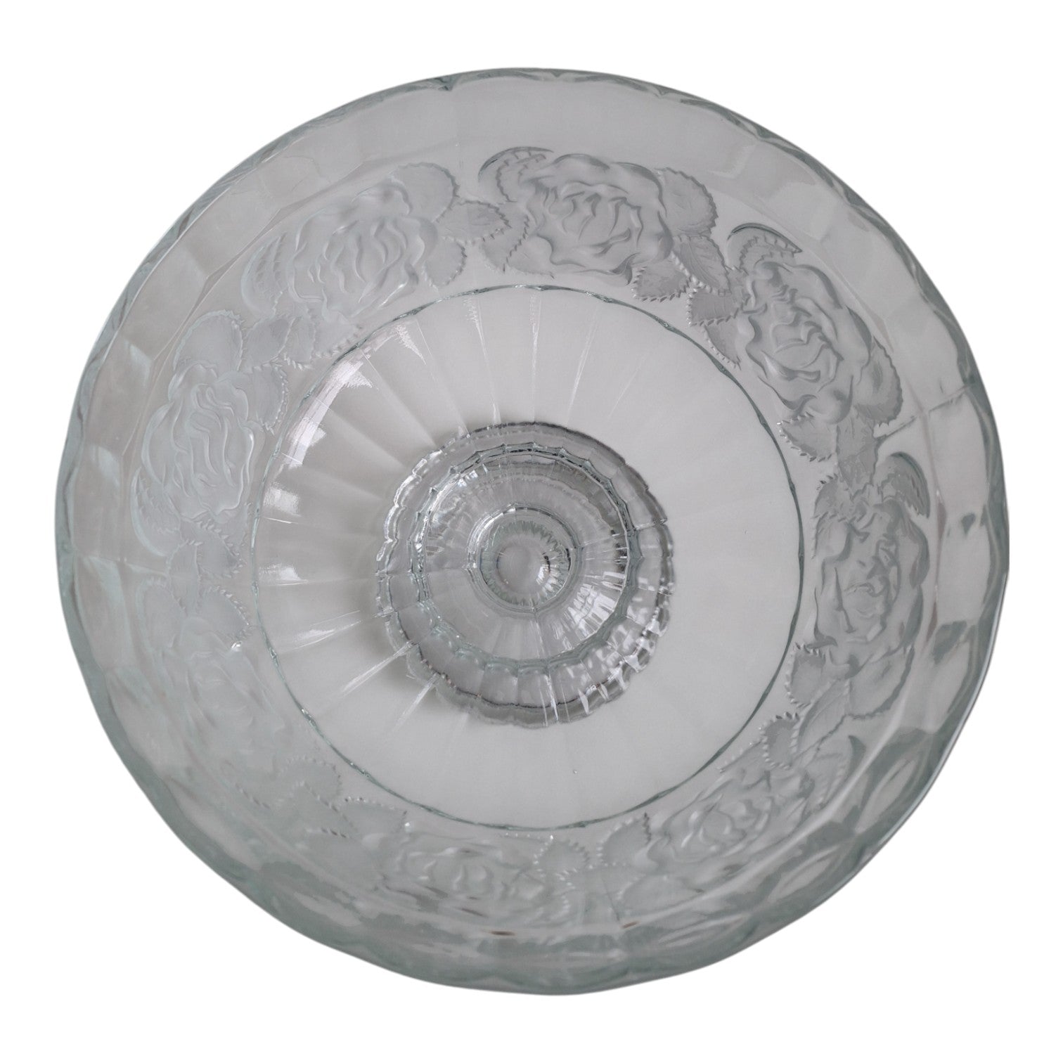 Stehende Glasschale | Geschliffene Blüten im Relief | Ø 24,5 cm