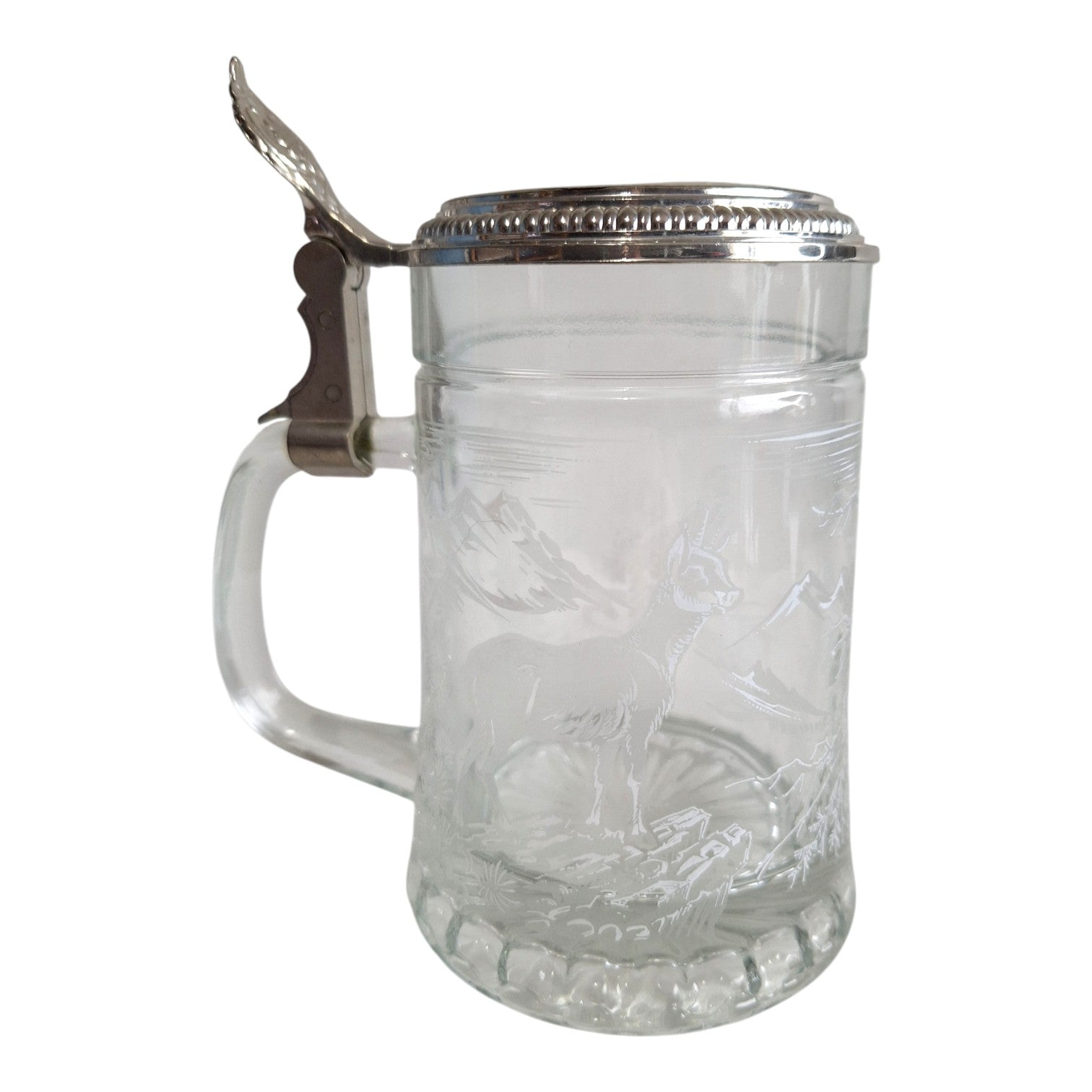 Bierkrug aus Glas mit Deckel | Westdeutschland | H. 17 cm