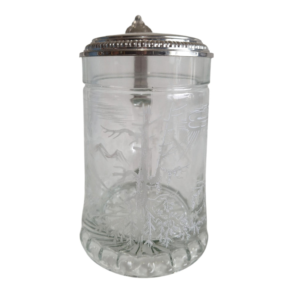 Bierkrug aus Glas mit Deckel | Westdeutschland | H. 17 cm