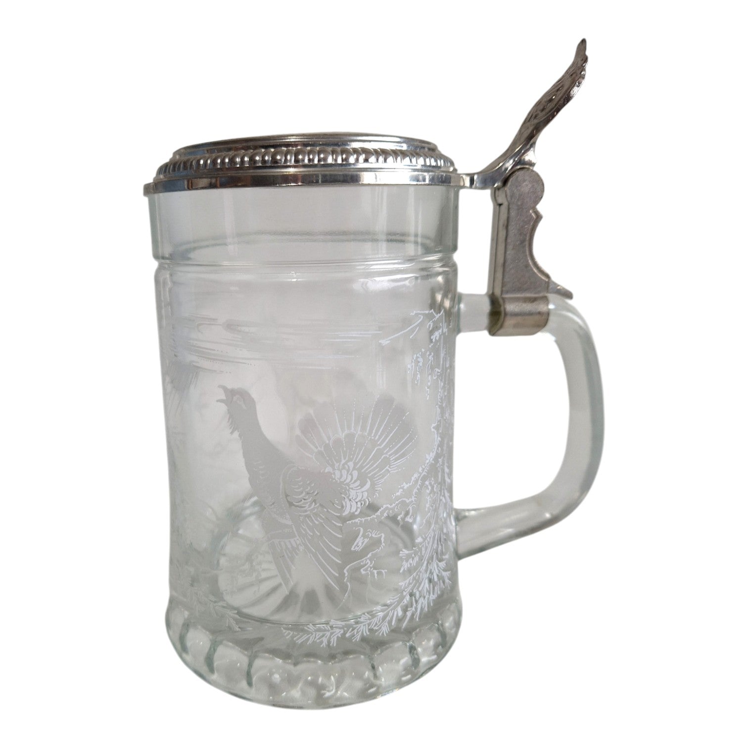 Bierkrug aus Glas mit Deckel | Westdeutschland | H. 17 cm