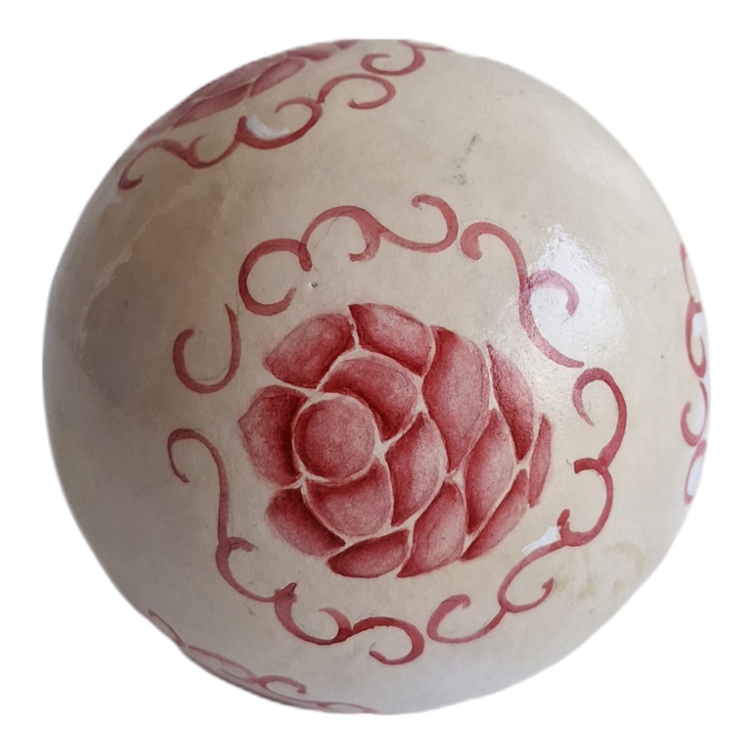 Eine runde Keramikkugel Ø 10 cm mit Blumenmuster