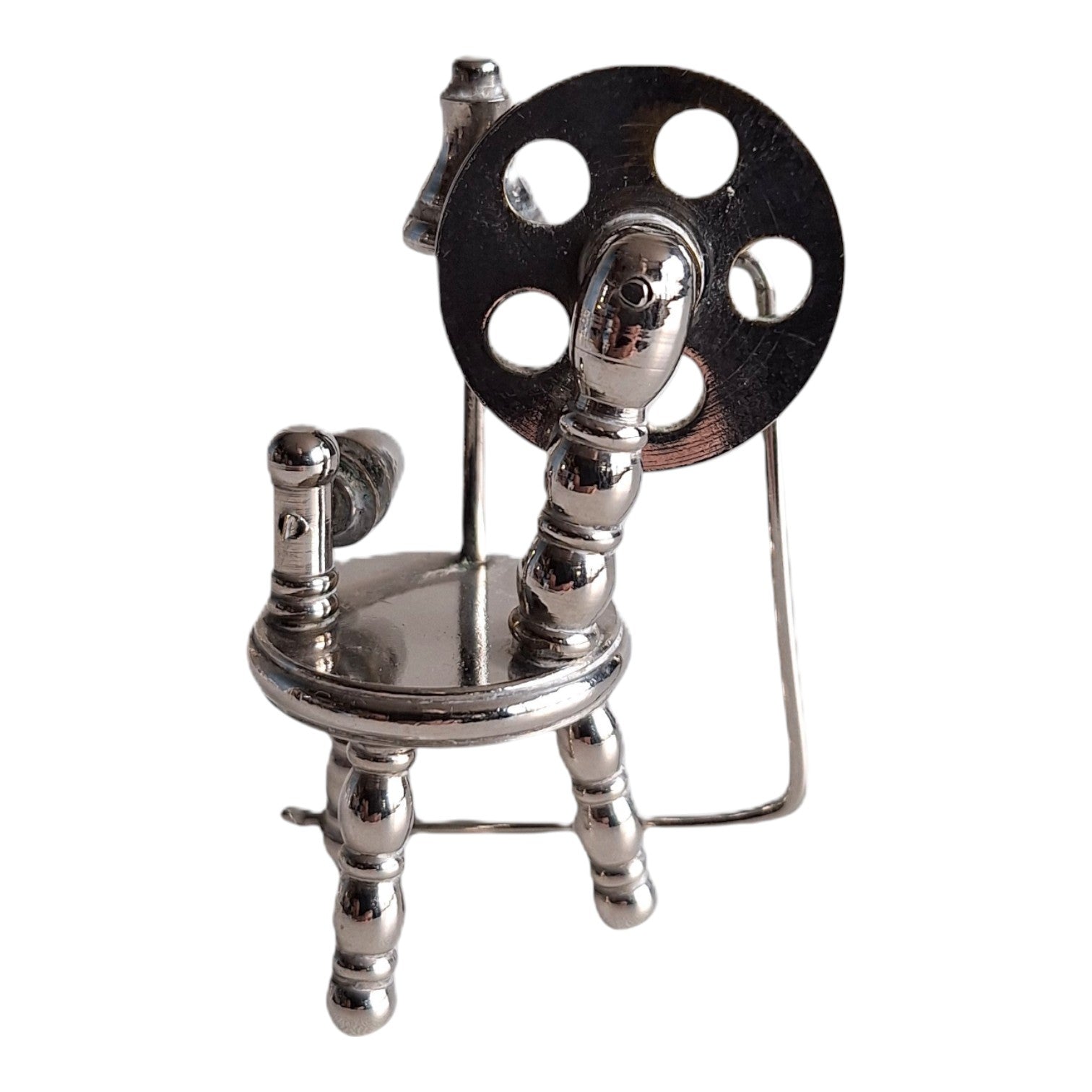 Versilbertes Miniatur-Spinnrad