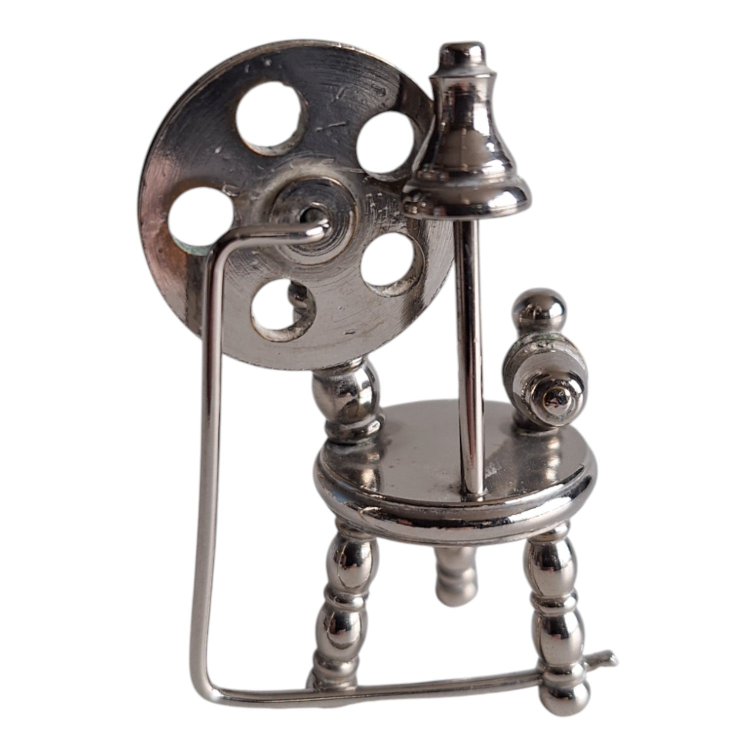 Versilbertes Miniatur-Spinnrad