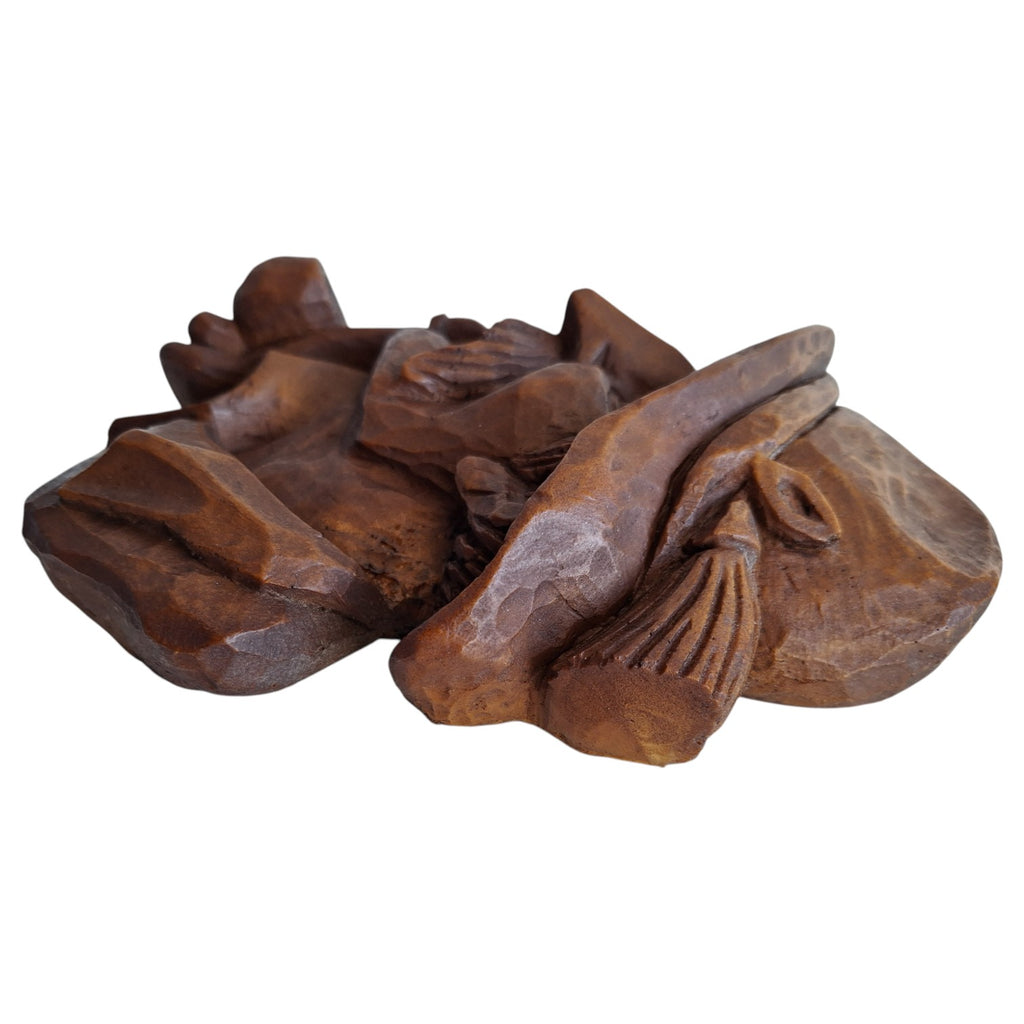 Holzgeschnitzte Figur Mann mit Hut, Schnurrbart und Pfeife – Schwarzwald-Stil