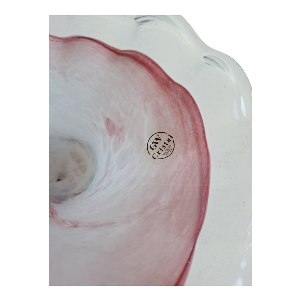 GW Cristal Italy | Rosa Kristallschale mit Silberfuß | H. 13 cm