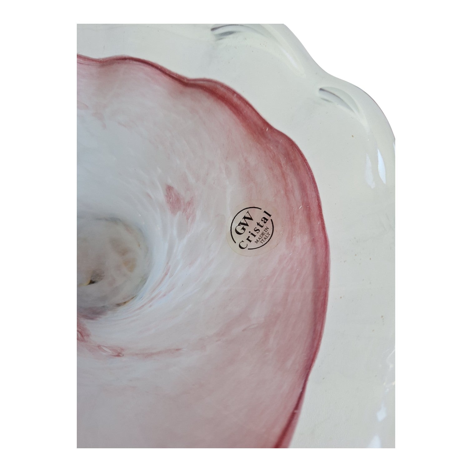 GW Cristal Italy | Rosa Kristallschale mit Silberfuß | H. 13 cm