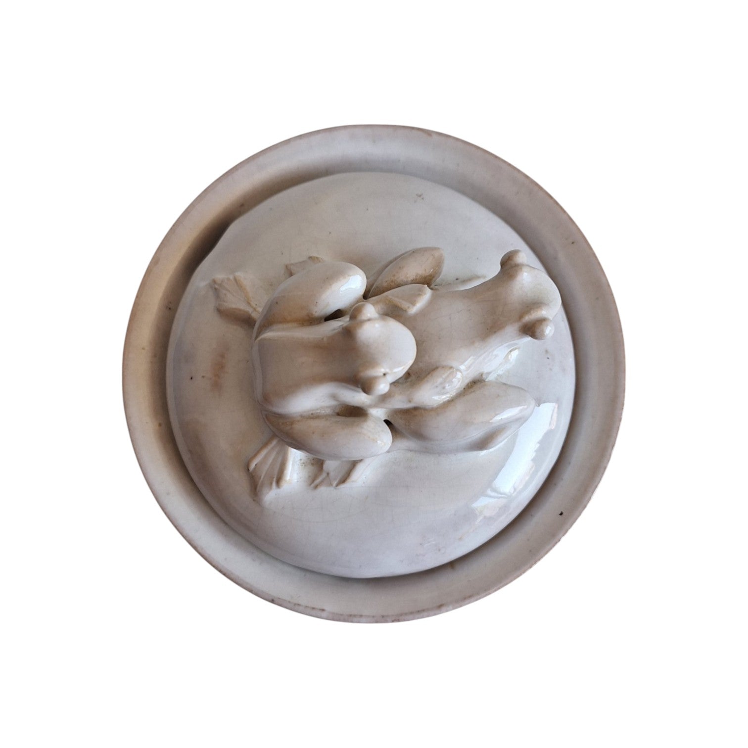 Signed Ceramic Pot with Frog Figures | Studio Pottery | 14 cm