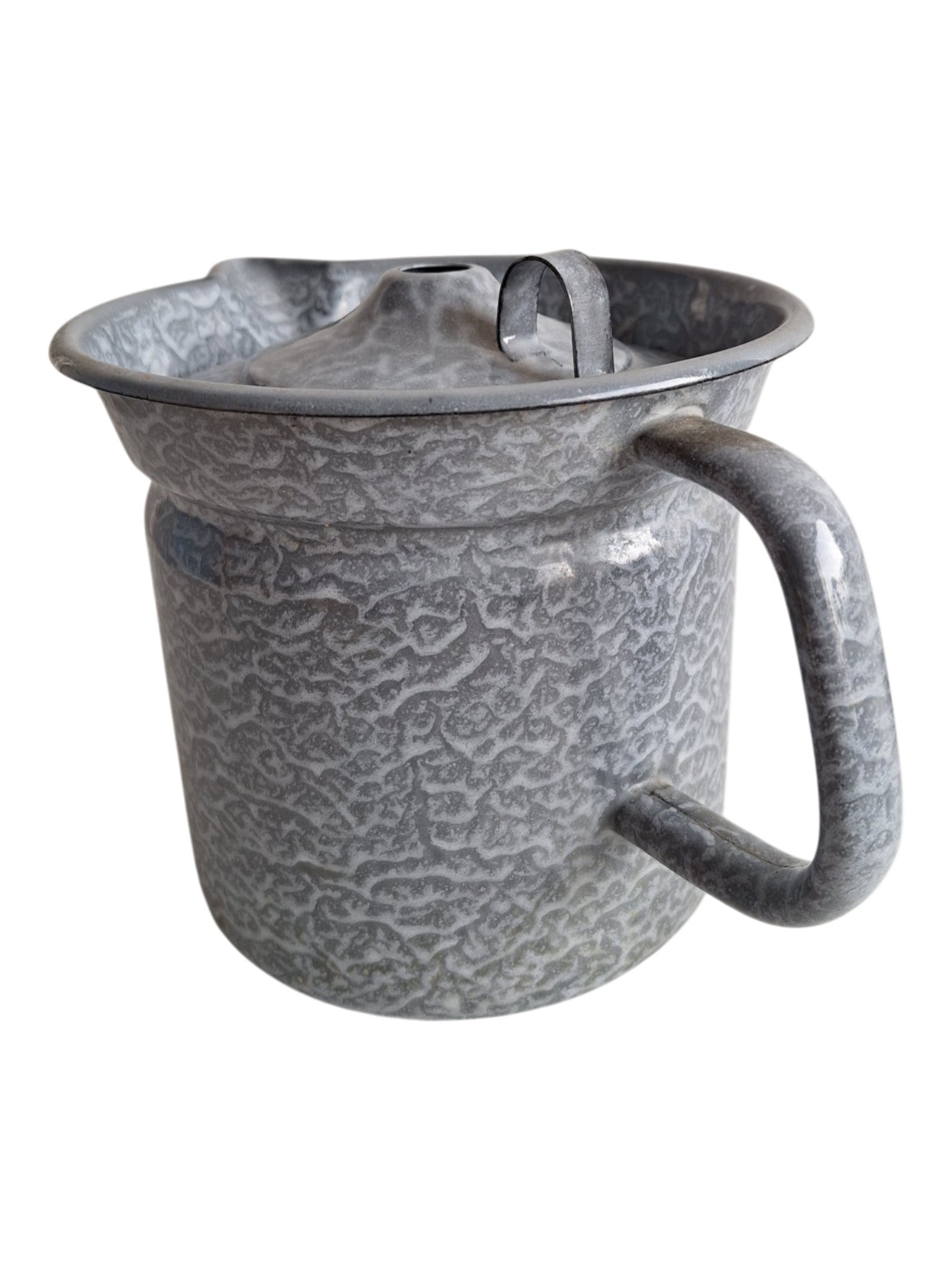 Emaillierter Milchtopf, "grau-marmoriert"