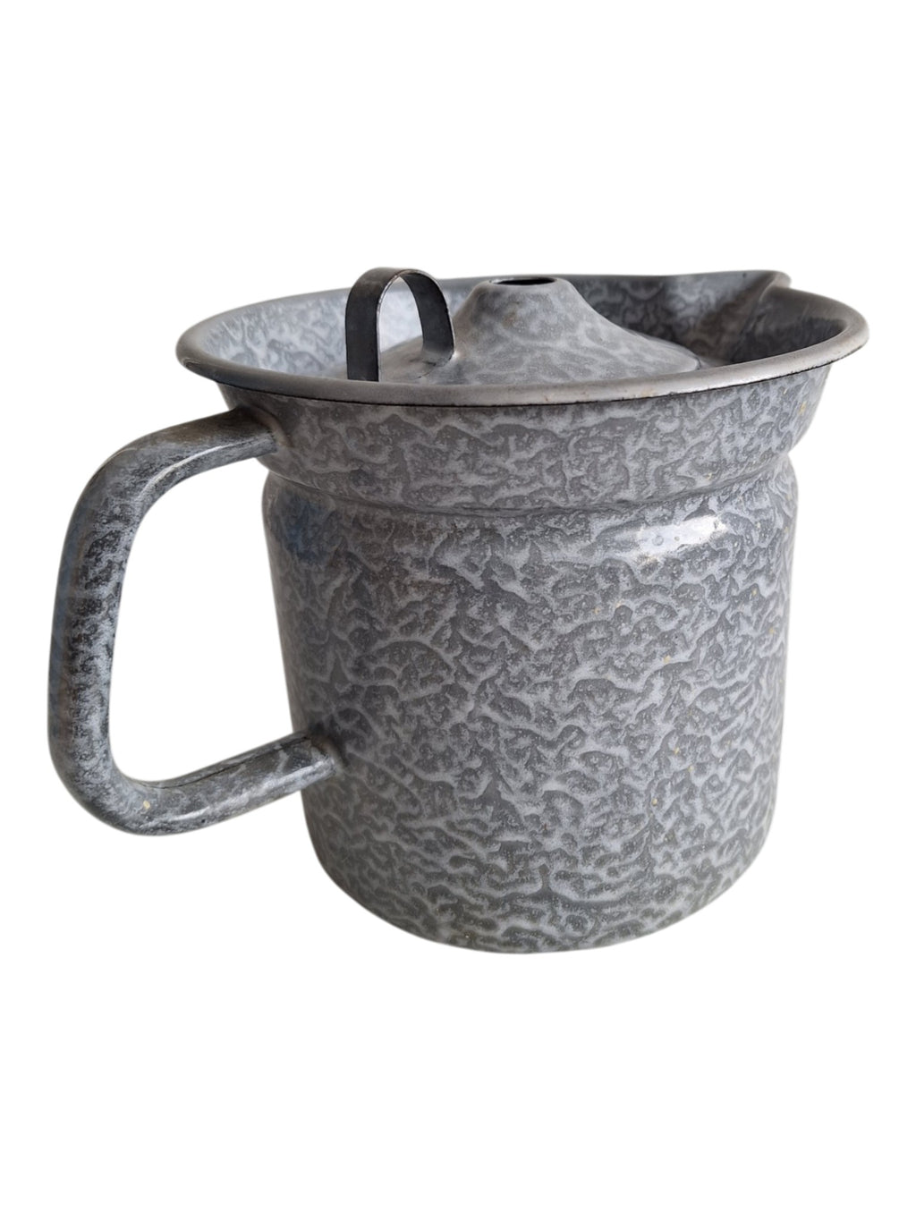 Emaillierter Milchtopf, "grau-marmoriert"