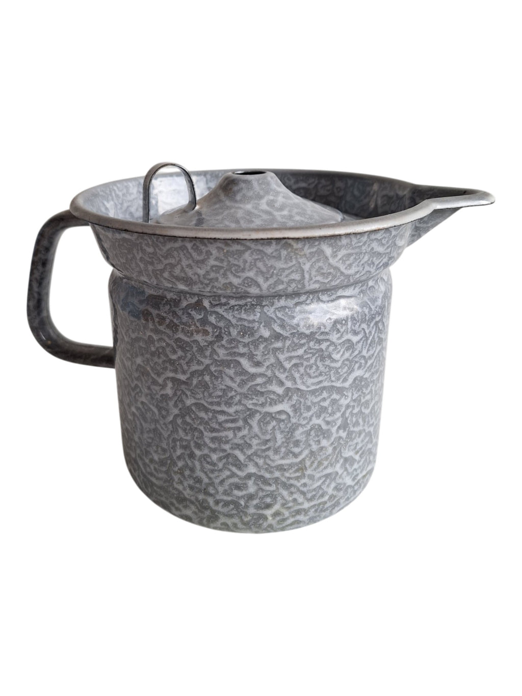Emaillierter Milchtopf, "grau-marmoriert"