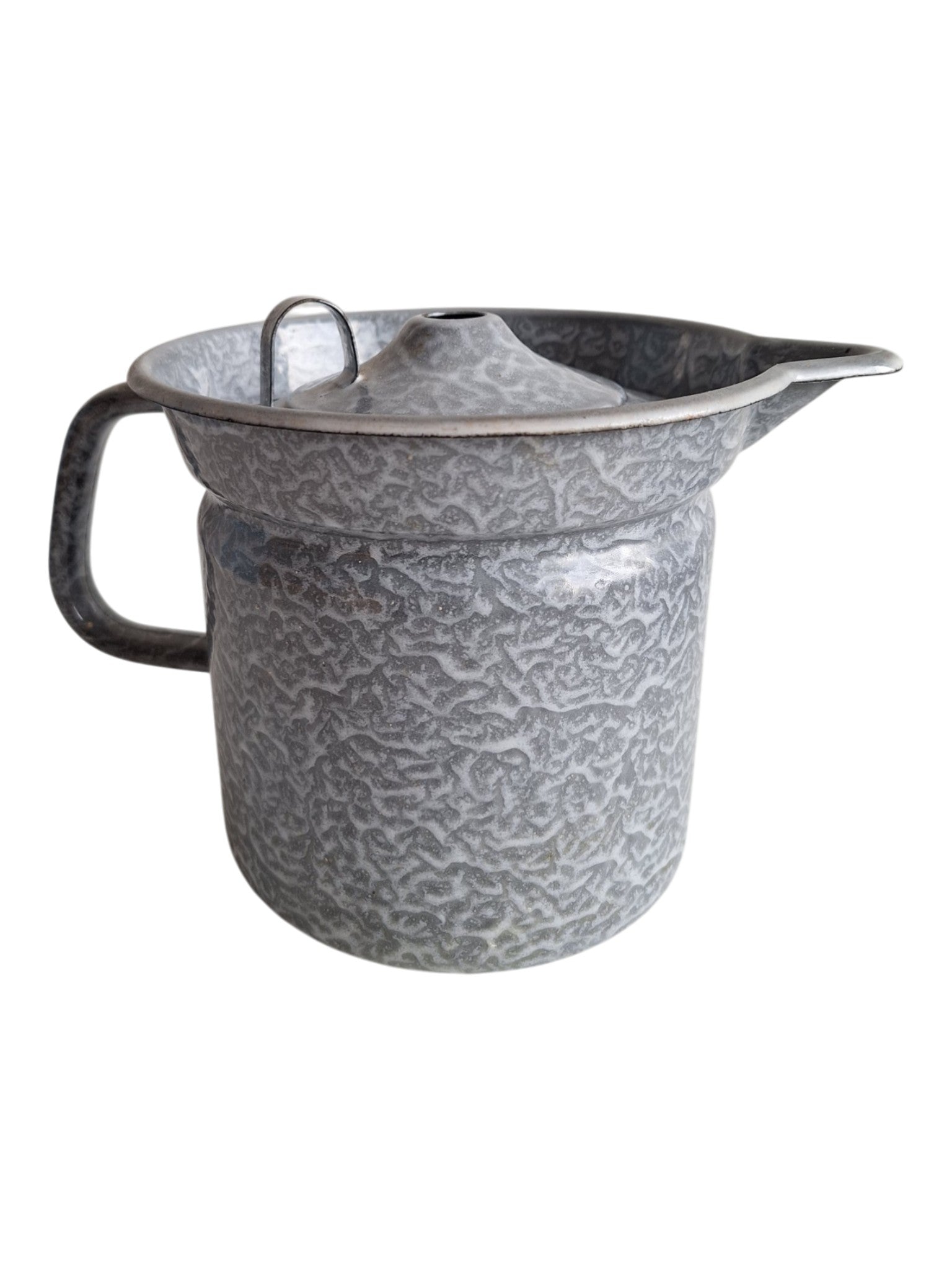 Emaillierter Milchtopf, "grau-marmoriert"