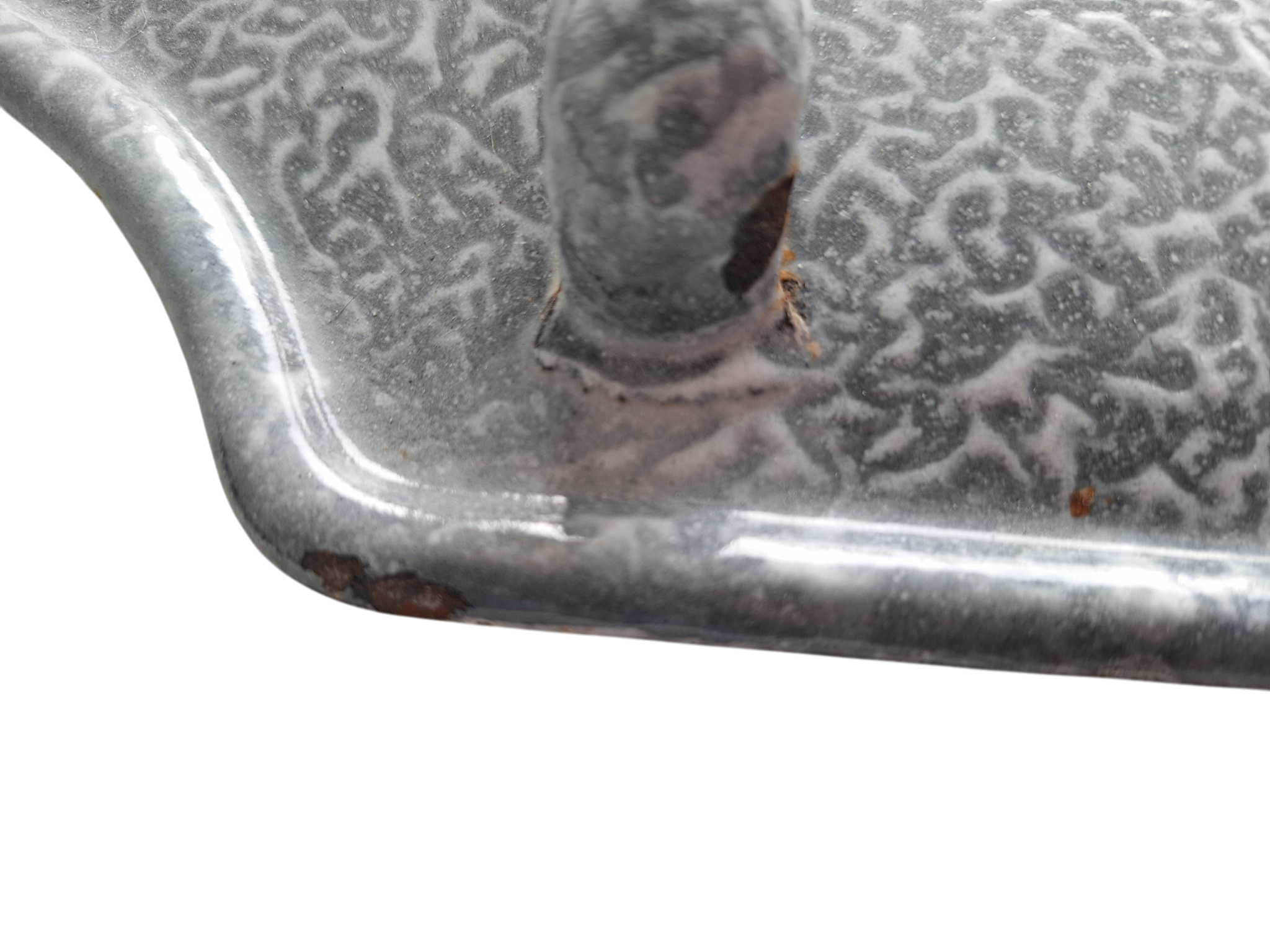 Grau gesprenkeltes Emaille Löffelregal