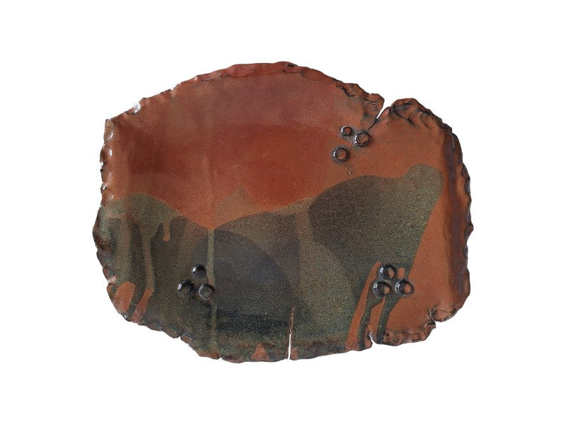 Studiokeramik Schale | Handgefertigt Braun-Schwarz Glasur | Signiert Joan | 39,5 cm