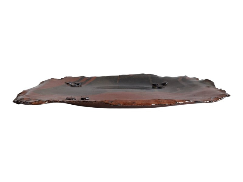 Studiokeramik Schale | Handgefertigt Braun-Schwarz Glasur | Signiert Joan | 39,5 cm